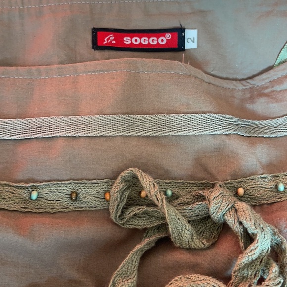 Olive Boho skirt with beading and lace trim - Picture 6 of 7